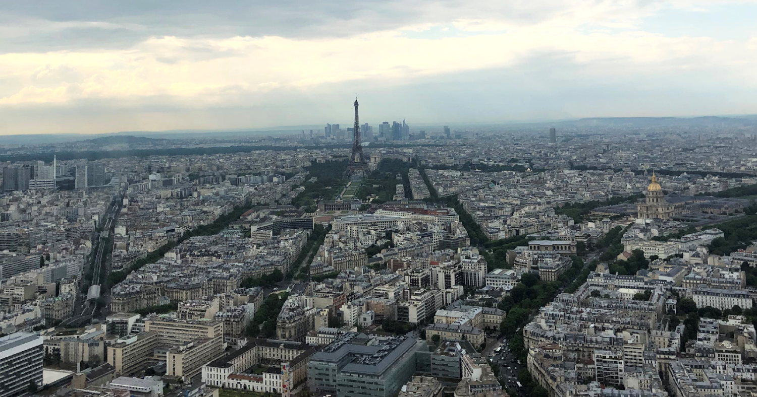 Paris city birds eye view shot
