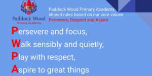 Paddock Wood Primary Academy Shared Rules based on our core values: Persevere, Respect and Aspire.
